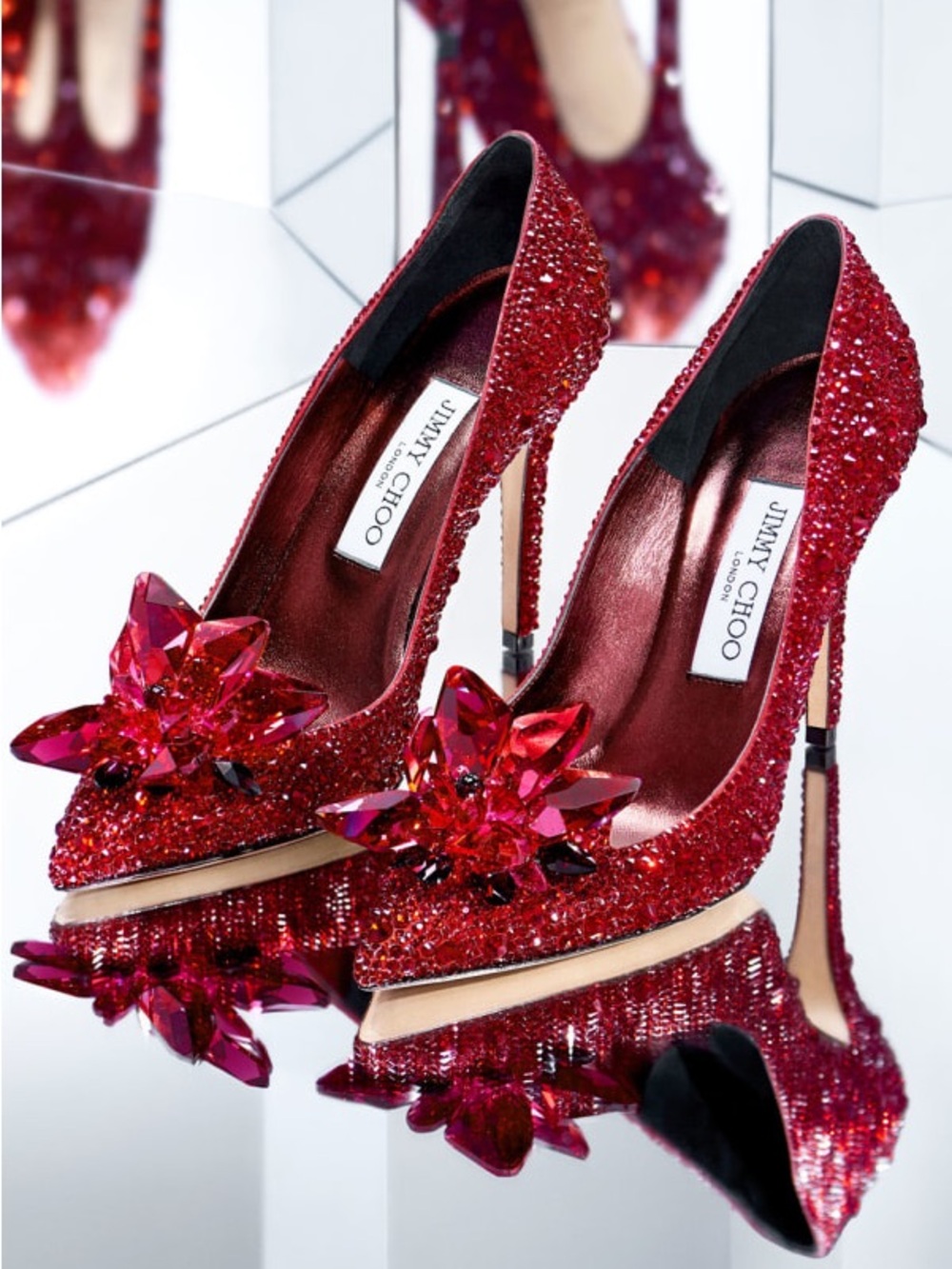Jimmy Choo Red Crystal Cinderella Heels - Picture 8 of 9